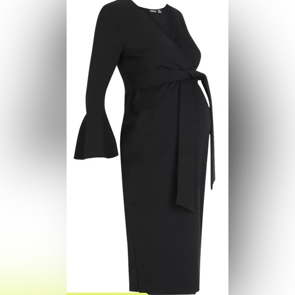 COPY - BOOHOO MATERNITY MAE RUFFLE SLEEVE WRAP DRESS SZ 4 NWT - Picture 2 of 9